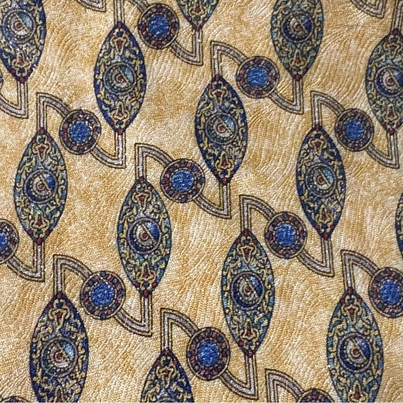 TWO Metropolitan Museum of Art Ties Blue Red Pattern Yellow Geometric Silk - Picture 4 of 12